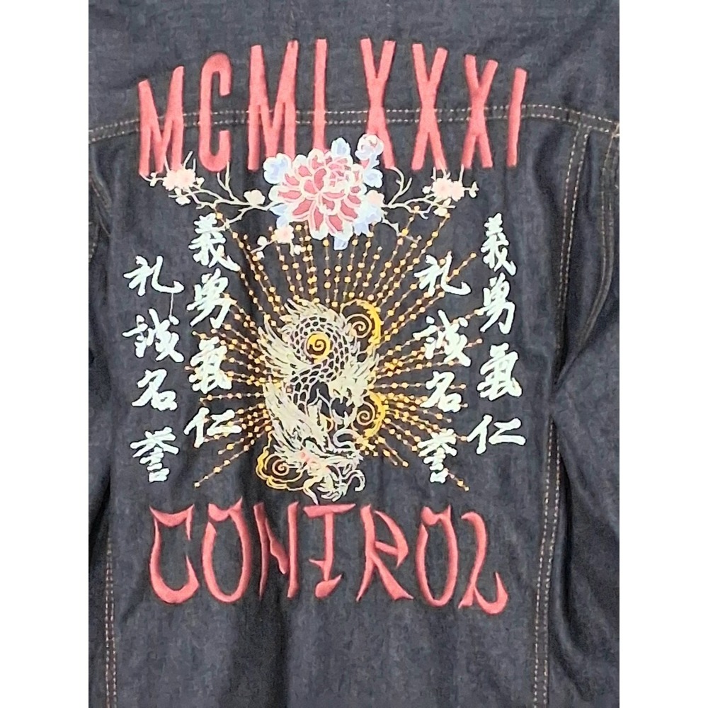 Guess Denim Rex Jacket Men's Size XXL Embroidered Pockets Button Up Pre-owned